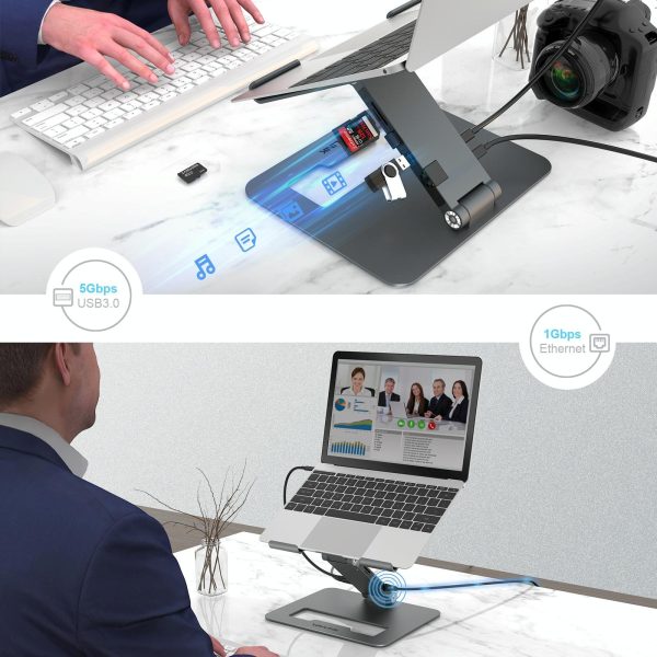 Adjustable Aluminum Laptop Stand with Type-c Docking Station - Image 5