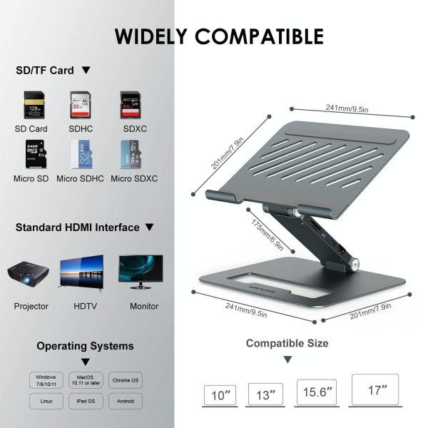 Adjustable Aluminum Laptop Stand with Type-c Docking Station - Image 6