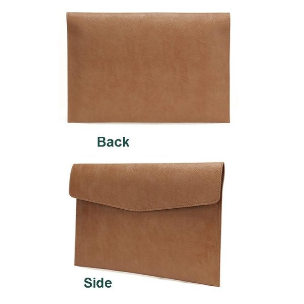 13.3 Inch Laptop Sleeve & Power Bag - Litchi Pattern Pu Leather Light Brown - Image 4