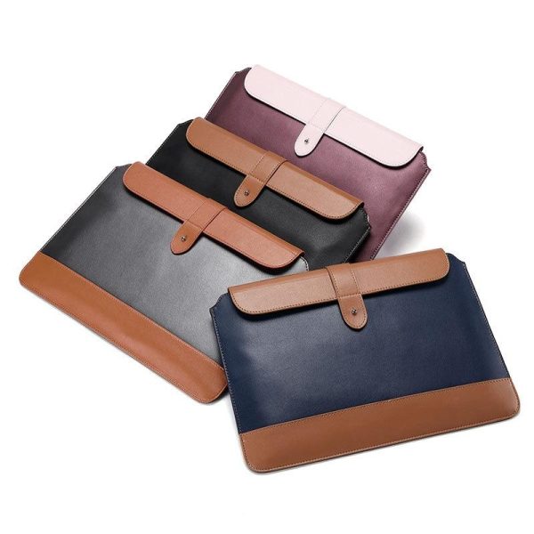 11-12 Inch Microfiber Notebook Liner Bag - Blue & Brown - Image 3