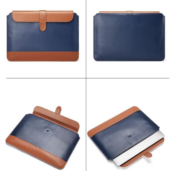 11-12 Inch Microfiber Notebook Liner Bag - Blue & Brown - Image 4