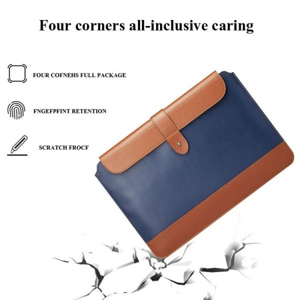 11-12 Inch Microfiber Notebook Liner Bag - Blue & Brown - Image 6