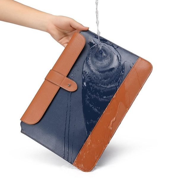 11-12 Inch Microfiber Notebook Liner Bag - Blue & Brown - Image 7