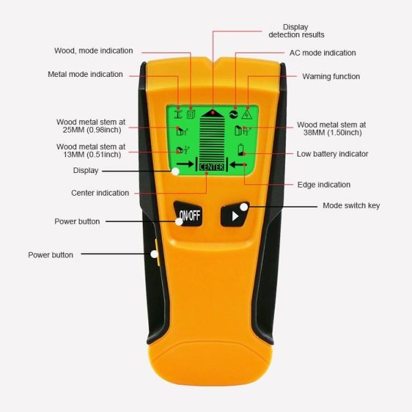 3-in-1 Wall Metal Detector for Voltage Cable and Metal Detection - Image 8