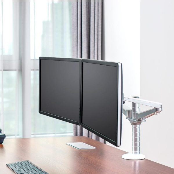 Double Arm Aluminum Desktop Monitor Mount Stand - Compact - Image 3