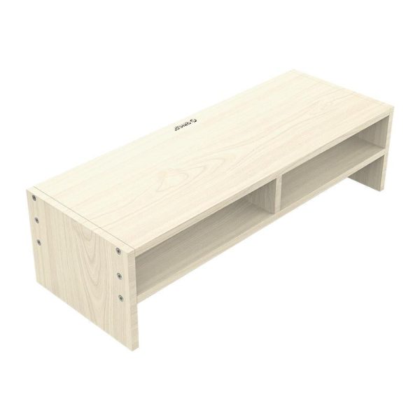 Wood Grain 2-tier Monitor Stand with Partition - Image 5