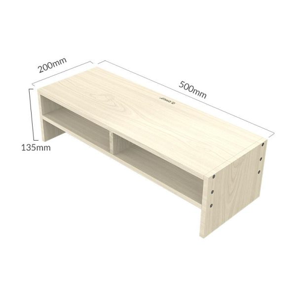 Wood Grain 2-tier Monitor Stand with Partition - Image 6
