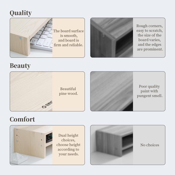 Wood Grain 2-tier Monitor Stand with Partition - Image 8