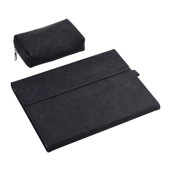 Black Leather Tablet Case For Microsoft Surface Pro X With Power Bag - 13 Inch - Image 2