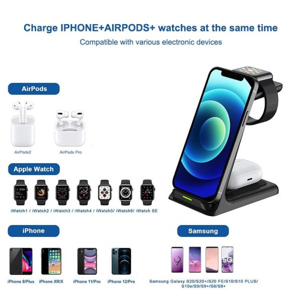 3 In 1 Wireless Charger For Iphone Airpods And Apple Watch - Image 5