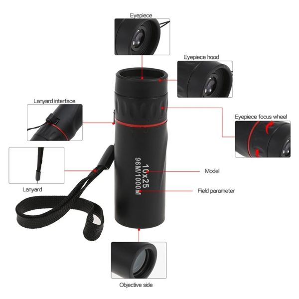Portable High Definition Dual Focus Monocular Telescope - 10X25 - Professional - Image 9