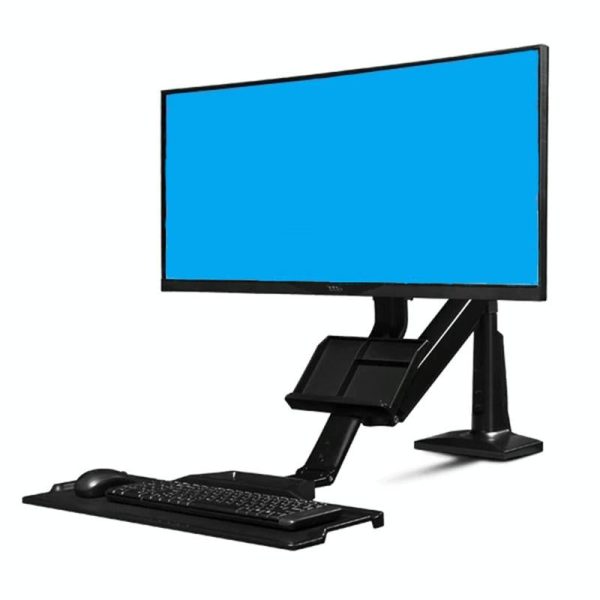 Ergonomic 19-27 Inch Monitor Holder with Foldable Keyboard Tray Full Motion Sit-stand Workstation - Image 3