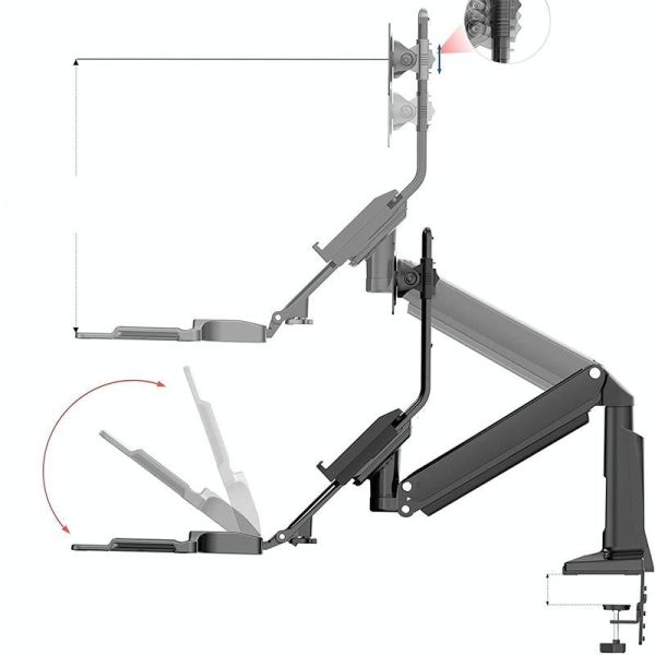 Ergonomic 19-27 Inch Monitor Holder with Foldable Keyboard Tray Full Motion Sit-stand Workstation - Image 5