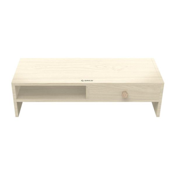 Wood Grain Monitor Stand with Drawer - 2 Layers - Image 3