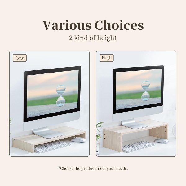 Wood Grain Monitor Stand with Drawer - 2 Layers - Image 4