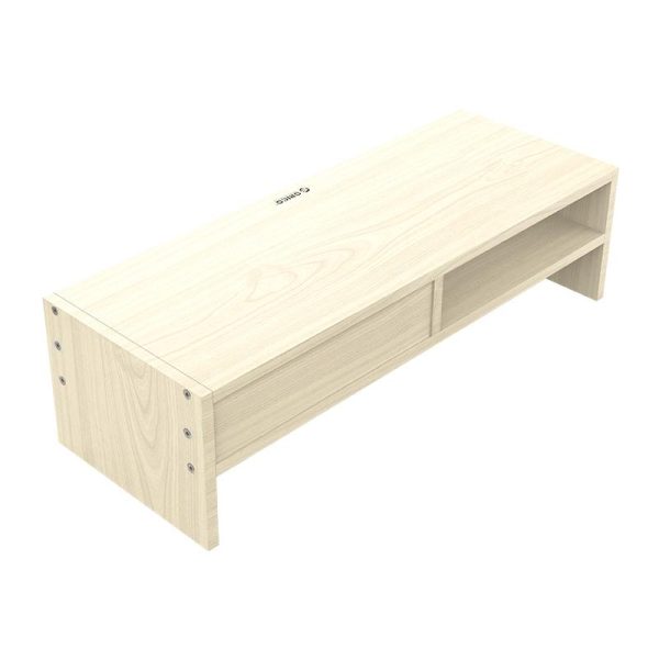 Wood Grain Monitor Stand with Drawer - 2 Layers - Image 5