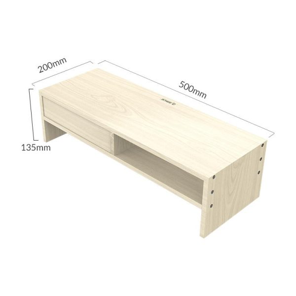 Wood Grain Monitor Stand with Drawer - 2 Layers - Image 6