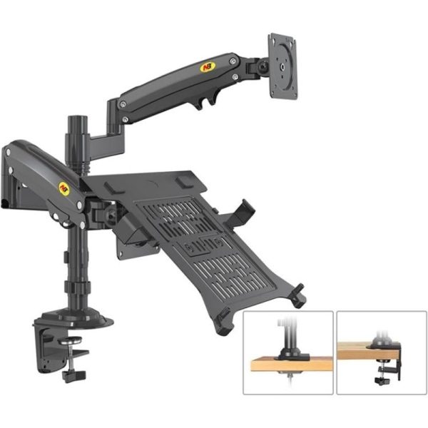 Full Motion Dual Arm Clamp for 22-32 Inch Lcd Tv Monitor Desk Holder with Gas Spring - Image 4