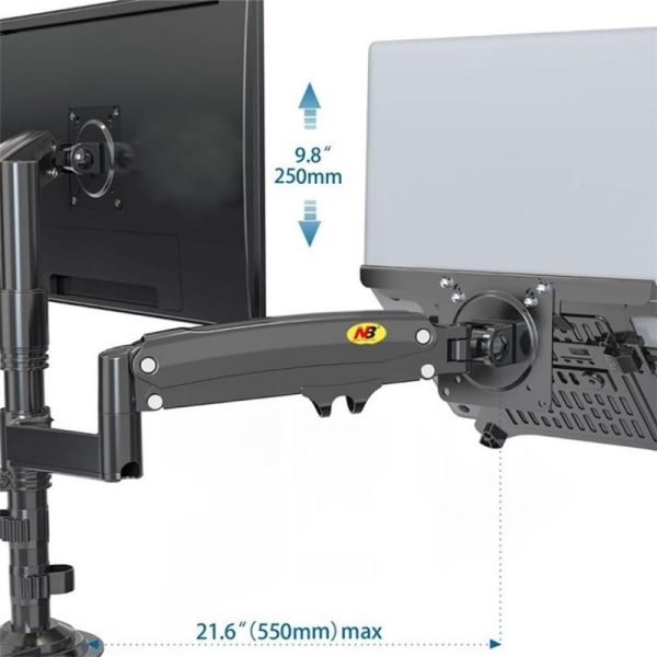 Full Motion Dual Arm Clamp for 22-32 Inch Lcd Tv Monitor Desk Holder with Gas Spring - Image 5