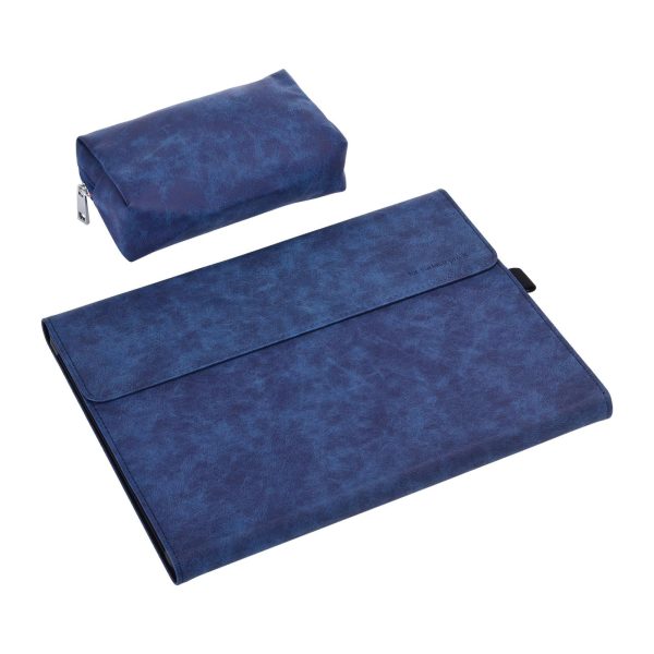 Leather Tablet Case & Power Bag For Microsoft Surface Pro X - 13 Inch Dark Blue - Image 2