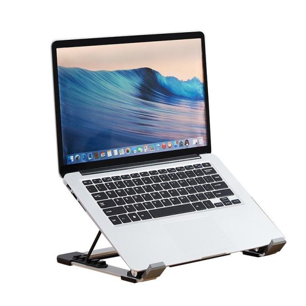 Portable Foldable Laptop Stand with Adjustable Fan - Aluminum - Image 3
