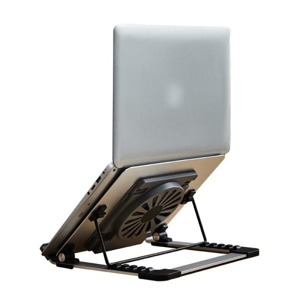 Portable Foldable Laptop Stand with Adjustable Fan - Aluminum - Image 4