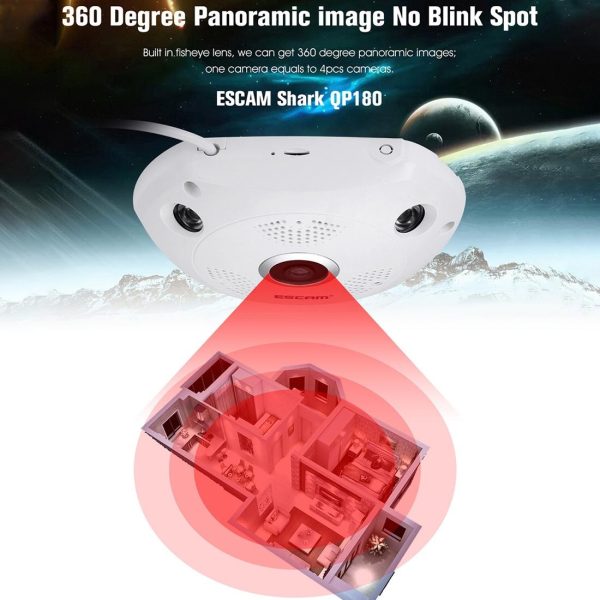 360 Degree Fisheye Lens Wifi Ip Camera With Motion Detection & Night Vision - Shark 960P - Image 6