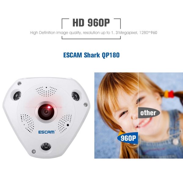 360 Degree Fisheye Lens Wifi Ip Camera With Motion Detection & Night Vision - Shark 960P - Image 9