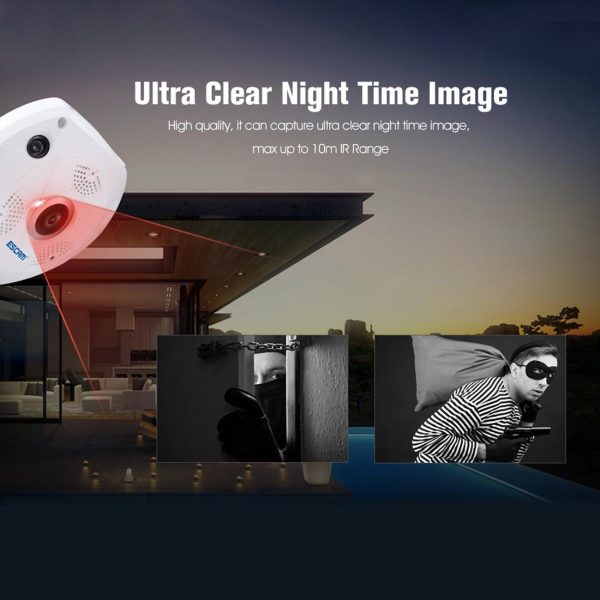 360 Degree Fisheye Lens Wifi Ip Camera With Motion Detection & Night Vision - Shark 960P - Image 12