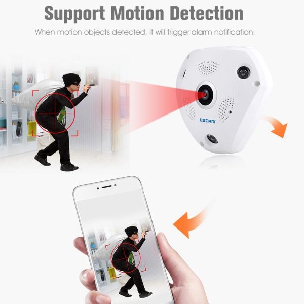 360 Degree Fisheye Lens Wifi Ip Camera With Motion Detection & Night Vision - Shark 960P - Image 13