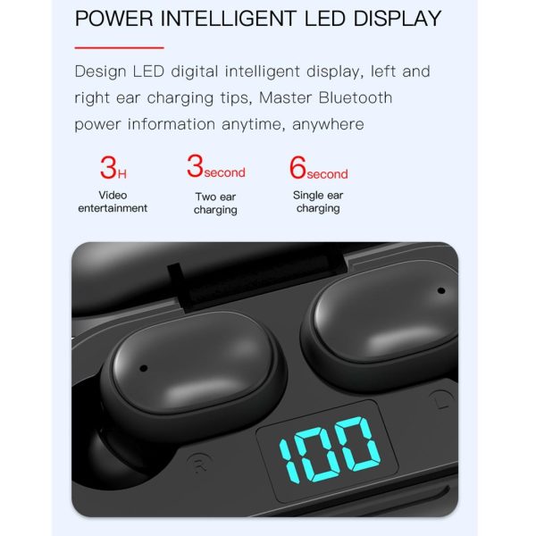 Wireless Bluetooth Earphones with Digital Display & Charging Box - H6 Tws - Image 4