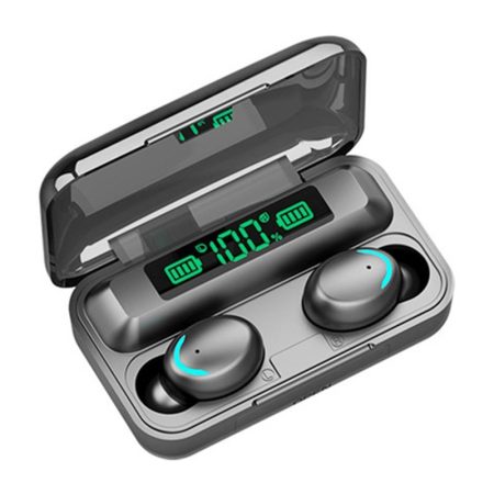 Bluetooth Earphone with Noise Reduction & Led Display - Black - Ip6D1057 Led Light Black
