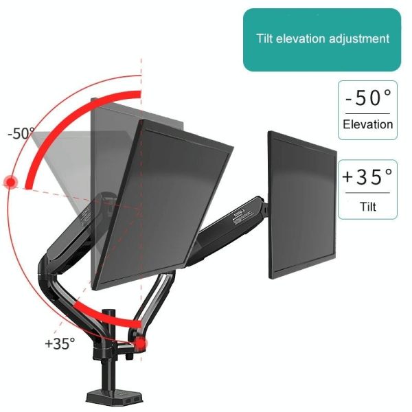Double Screen Desktop Monitor Bracket - Air Pressure Lift - Image 6