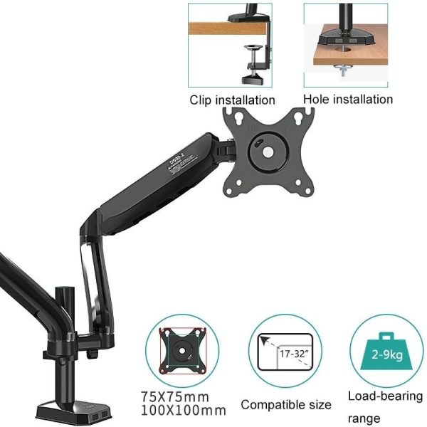 Double Screen Desktop Monitor Bracket - Air Pressure Lift - Image 8
