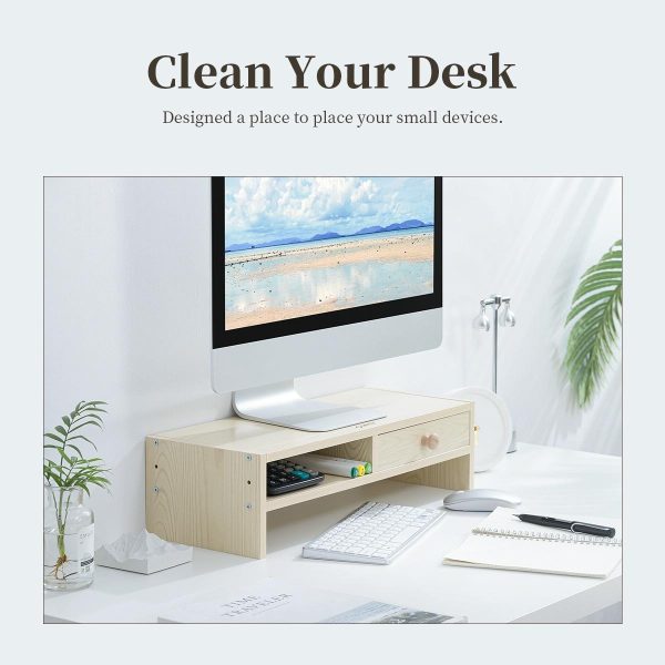 Natural Wood Monitor Stand - Holds Computer Screen - Image 11