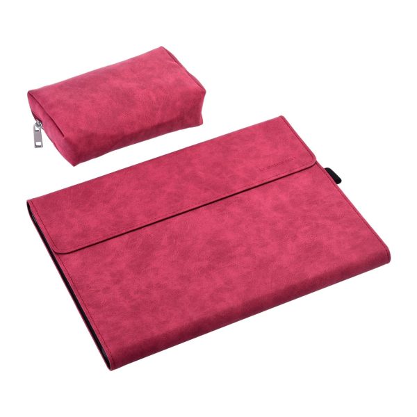 Leather Tablet Case For Microsoft Surface Pro X - Rose Red With Power Bag 13 Inch - Image 2