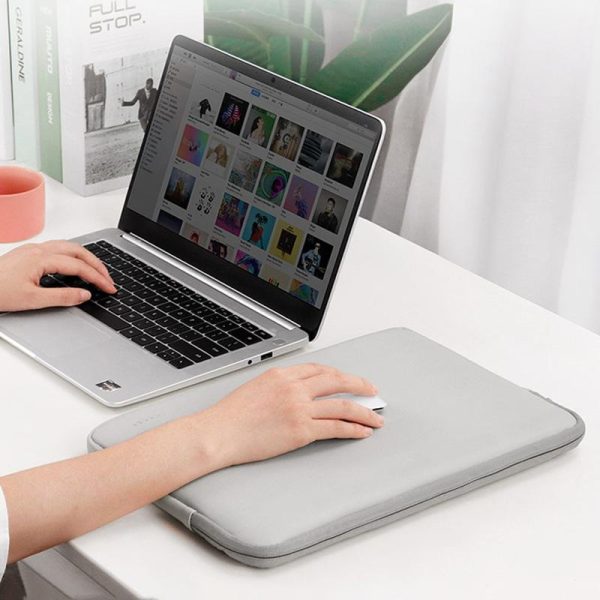11 / 12 Inch Double-Layer Leather Laptop Bag - Gray - Image 6
