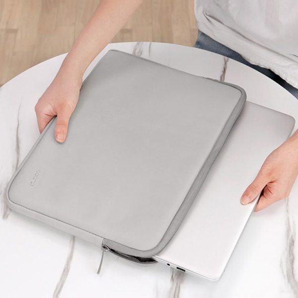 11 / 12 Inch Double-Layer Leather Laptop Bag - Gray - Image 7