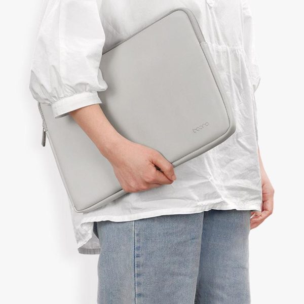 11 / 12 Inch Double-Layer Leather Laptop Bag - Gray - Image 8
