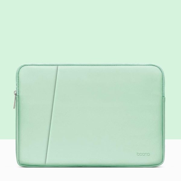 15 / 15.6 Inch Double-Layer Leather Laptop Bag In Mint Green - Image 2