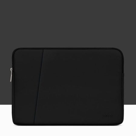 Midnight Black Leather Laptop Bag - Double-Layer - 11 / 12 Inch