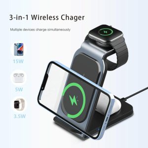 3 In 1 Vertical Metal Wireless Charger - Tarnish - Image 3