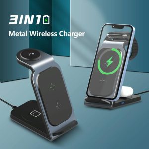 3 In 1 Vertical Metal Wireless Charger - Tarnish - Image 5