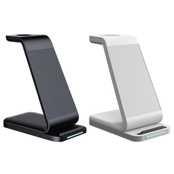 3 In 1 15W Vertical Wireless Charger - Black - Image 3