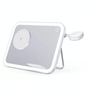 15W 3 In 1 Magnetic Led Makeup Mirror Charger - White - Image 1