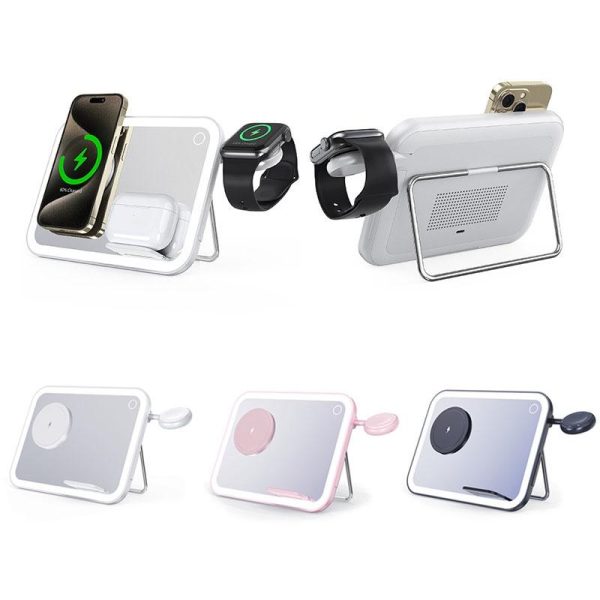 15W 3 In 1 Magnetic Led Makeup Mirror Charger - White - Image 3