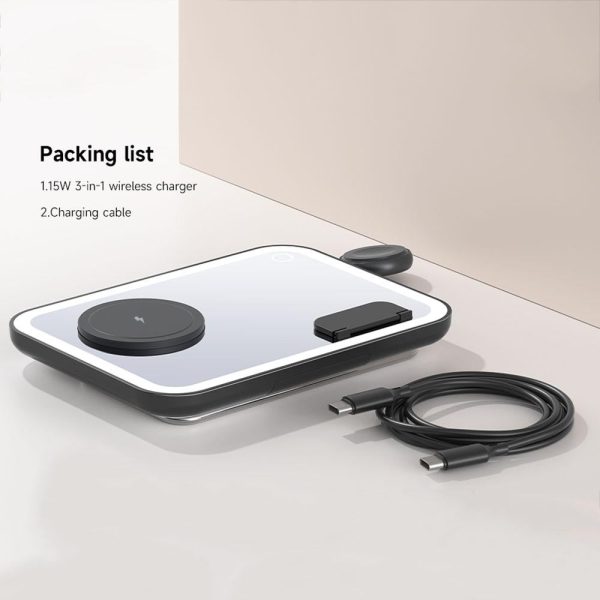 15W 3 In 1 Magnetic Led Makeup Mirror Charger - White - Image 5