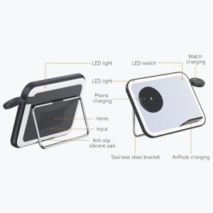 15W 3 In 1 Magnetic Led Makeup Mirror Charger - White - Image 6