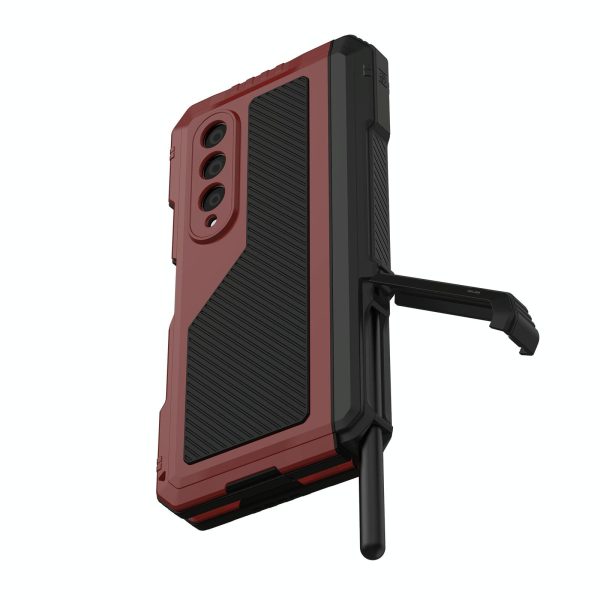 Waterproof Metal Phone Case with Folding Holder for Samsung Galaxy z Fold 4 - Black - Image 7