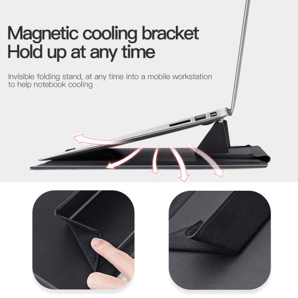 Universal Magnetic Laptop Holder Bag - Stitched Inner - Brown - Image 5